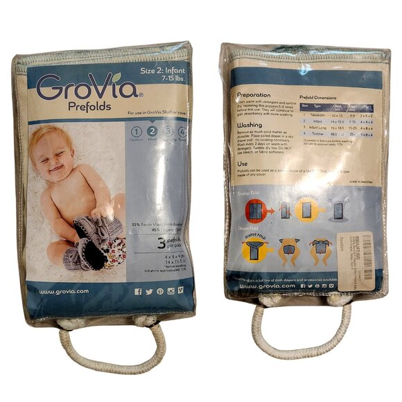GroVia Size 2 Pre-folded Cloth Diapers or Diaper Liner - Picture 1 of 1